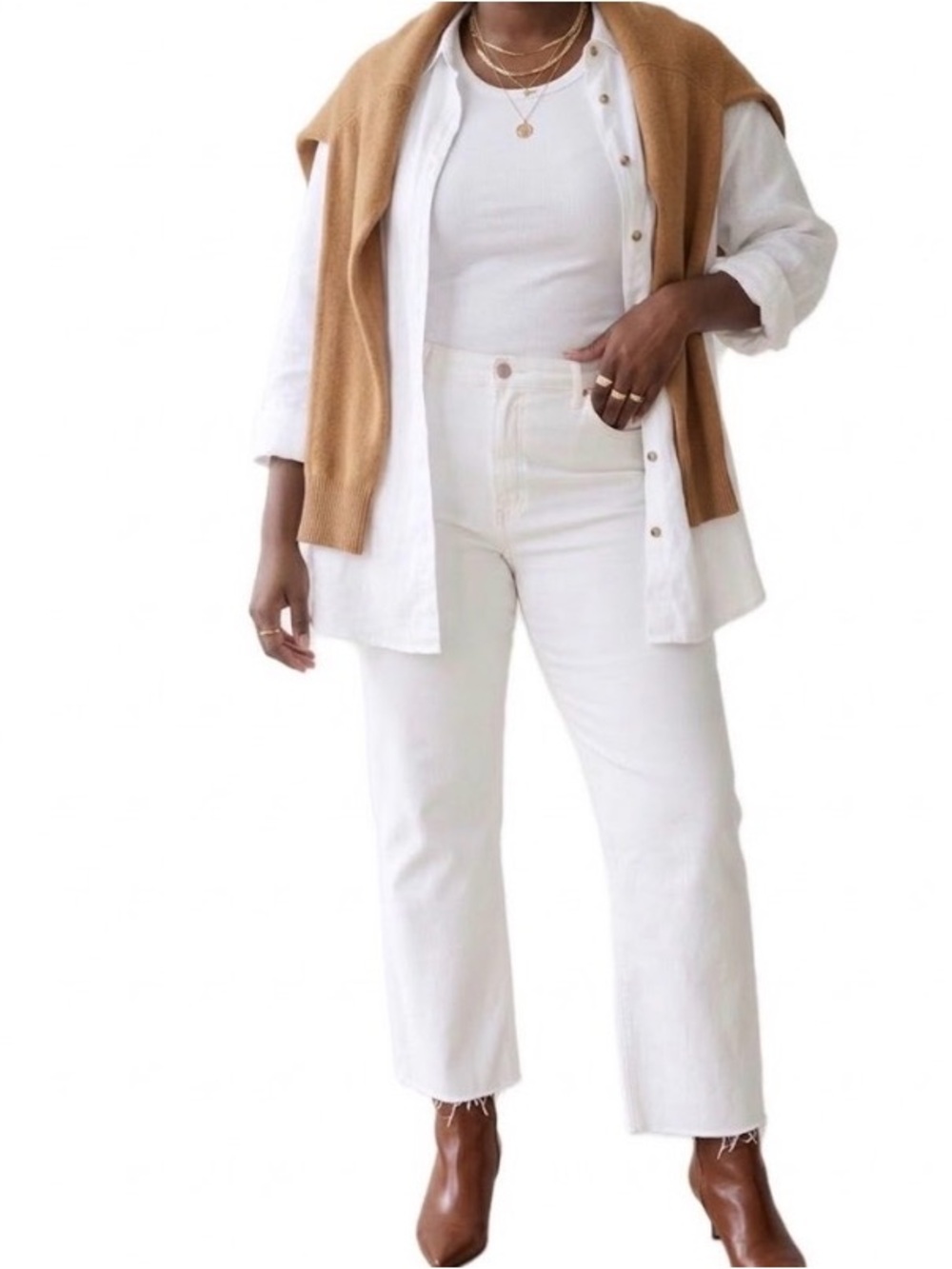 ZARA TRF High Rise Straight Ankle Jeans Size 14 White Raw Hem EUC